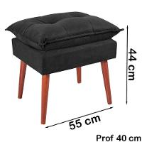 Kit 2 Puff Puf Opall Pes Palito 55x40cm Suede Preto Mpassos Preto - 6