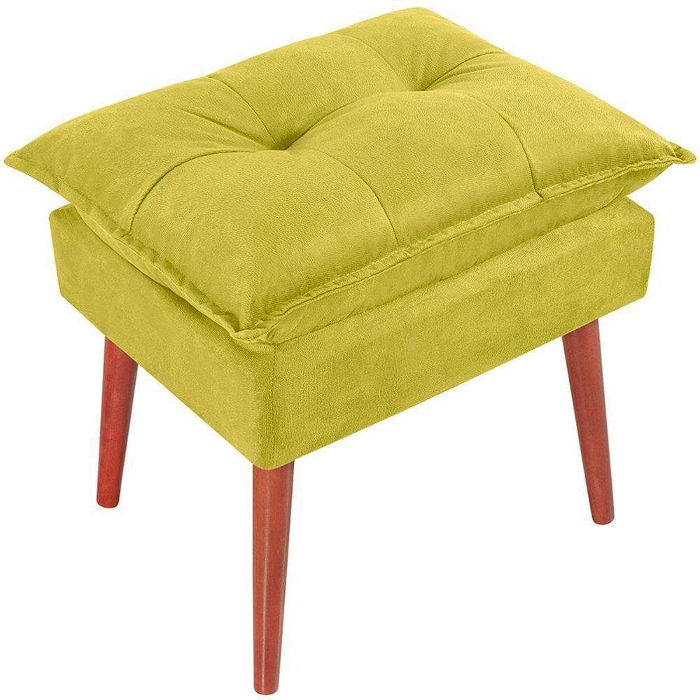 Kit 2 Puff Puf Opall Pes Palito 55x40cm Suede Amarelo Mpassos Amarelo - 4