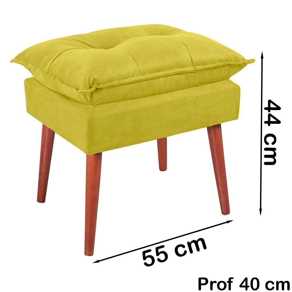 Kit 2 Puff Puf Opall Pes Palito 55x40cm Suede Amarelo Mpassos Amarelo - 6