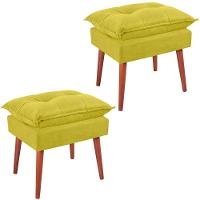 Kit 2 Puff Puf Opall Pes Palito 55x40cm Suede Amarelo Mpassos Amarelo - 1