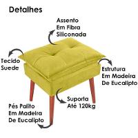 Kit 2 Puff Puf Opall Pes Palito 55x40cm Suede Amarelo Mpassos Amarelo - 5