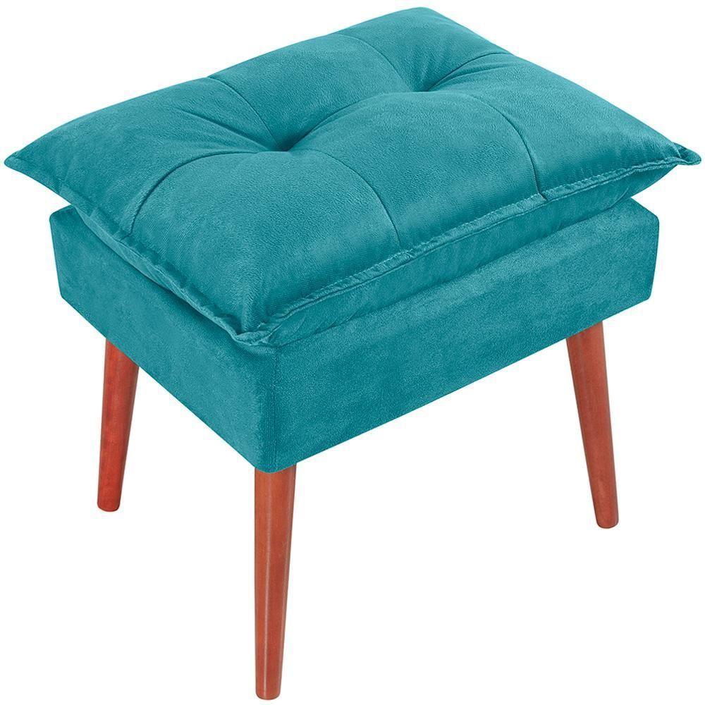 Kit 2 Puff Puf Opall Pes Palito 55x40cm Suede Azul Mpassos Azul - 4