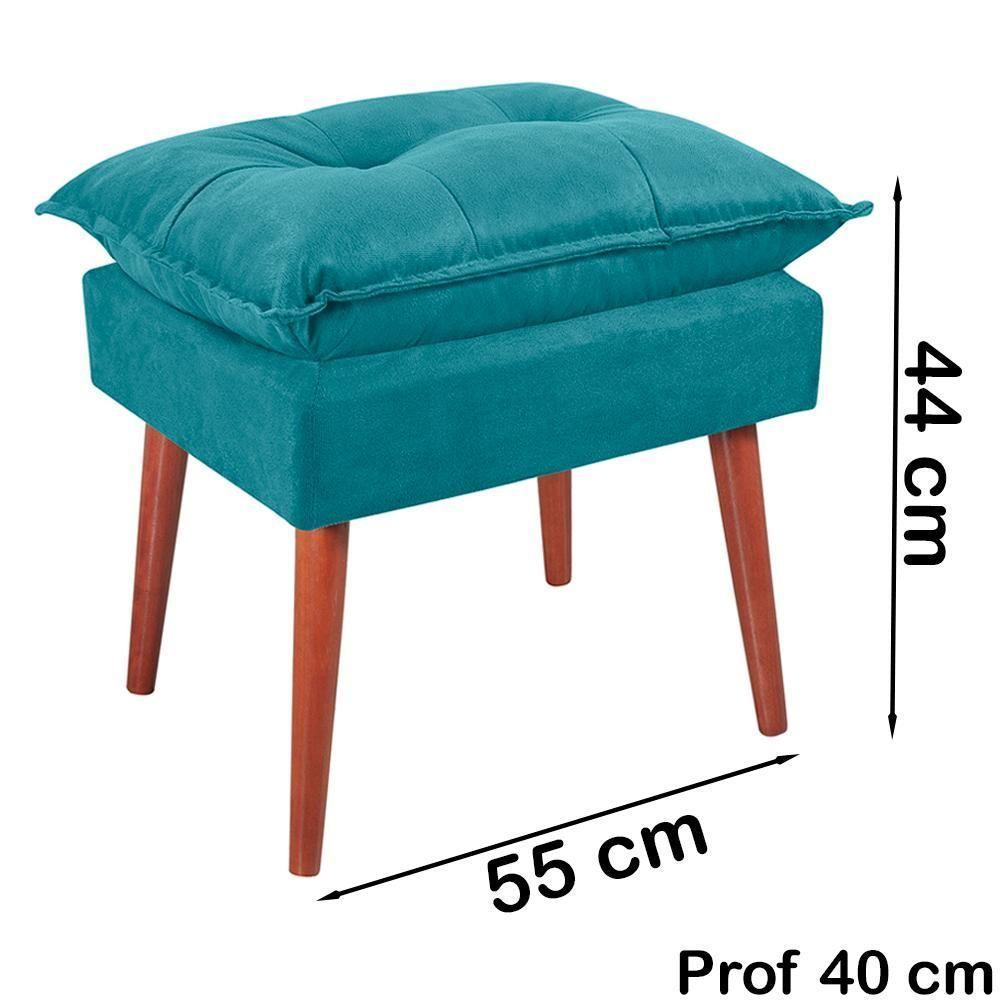 Kit 2 Puff Puf Opall Pes Palito 55x40cm Suede Azul Mpassos Azul - 6