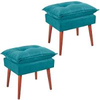 Kit 2 Puff Puf Opall Pes Palito 55x40cm Suede Azul Mpassos Azul - 1