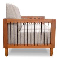 Poltrona Decorativa Marilia Linho Areia Base Em Madeira Castanho - Pallazio - 6