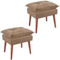 Kit 2 Puff Puf Opall Pes Palito 55x40cm Suede Marrom Claro Mpassos Marrom Claro - 1