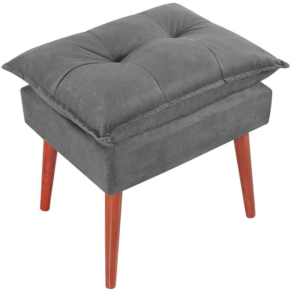 Kit 2 Puff Puf Opall Pes Palito 55x40cm Suede Cinza Escuro Mpassos Cinza Escuro - 4