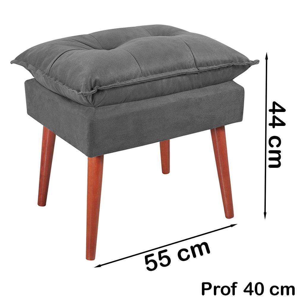 Kit 2 Puff Puf Opall Pes Palito 55x40cm Suede Cinza Escuro Mpassos Cinza Escuro - 6