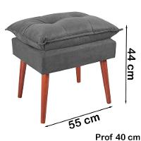 Kit 2 Puff Puf Opall Pes Palito 55x40cm Suede Cinza Escuro Mpassos Cinza Escuro - 6