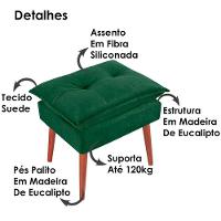 Kit 2 Puff Puf Opall Pes Palito 55x40cm Suede Verde Mpassos Verde - 5