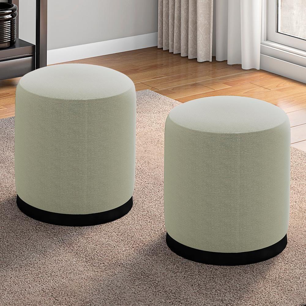 Kit 2 Puff Puf Para Sala Base Metal Saien Linho Sl 76 Peer Sl 76 - 1