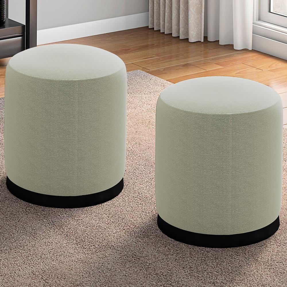 Kit 2 Puff Puf Para Sala Base Metal Saien Linho Sl 76 Peer Sl 76 - 5