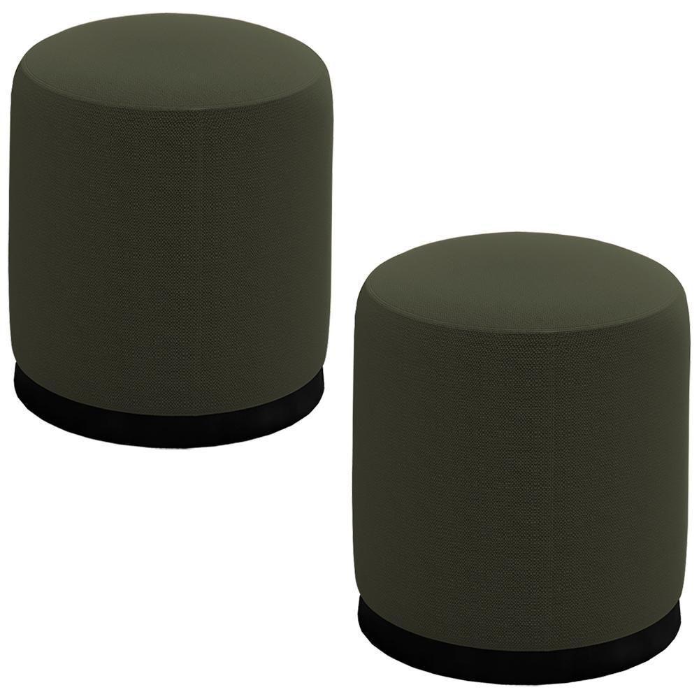 Kit 2 Puff Puf Para Sala Base Metal Saien Linho Sl 74 Peer Sl 74 - 1