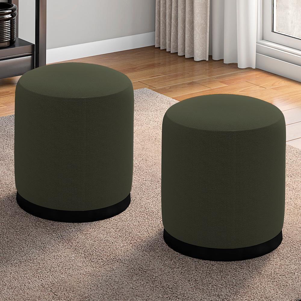 Kit 2 Puff Puf Para Sala Base Metal Saien Linho Sl 74 Peer Sl 74 - 3