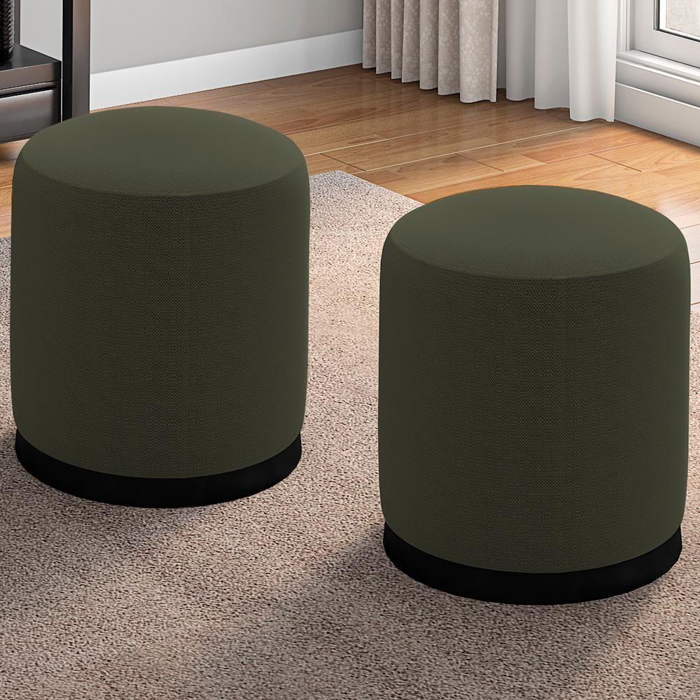 Kit 2 Puff Puf Para Sala Base Metal Saien Linho Sl 74 Peer Sl 74 - 5