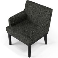 Poltrona Decorativa Para Sala De Estar Base Preto Beatriz W01 Linho Chumbo - 5