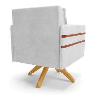 Poltrona Giratória Mari Corano Branco Base De Madeira Ma30 - 5