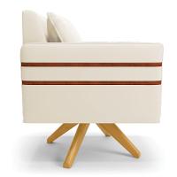 Poltrona Giratória Mari Veludo Base De Madeira Ma30 Bege - 5