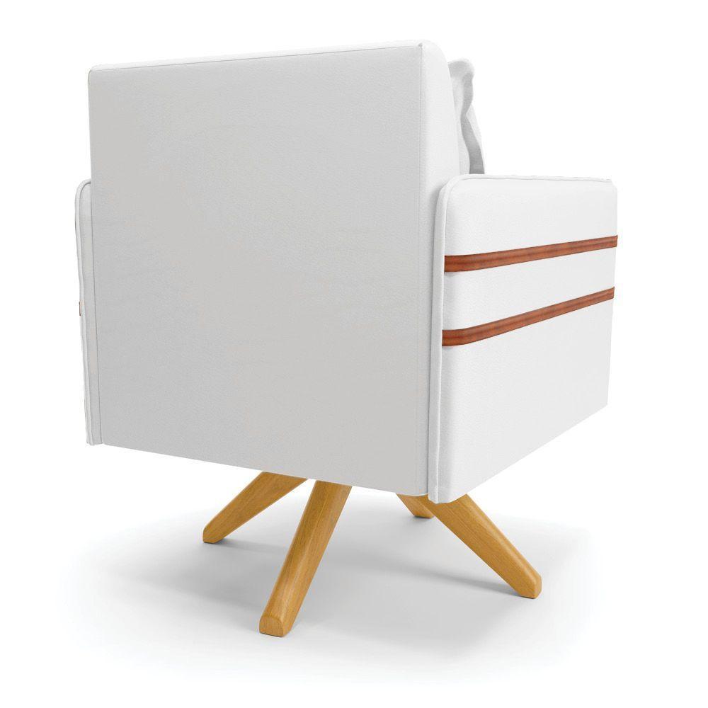 Poltrona Giratória Mari Corino Branco Base De Madeira Ma30 - 5