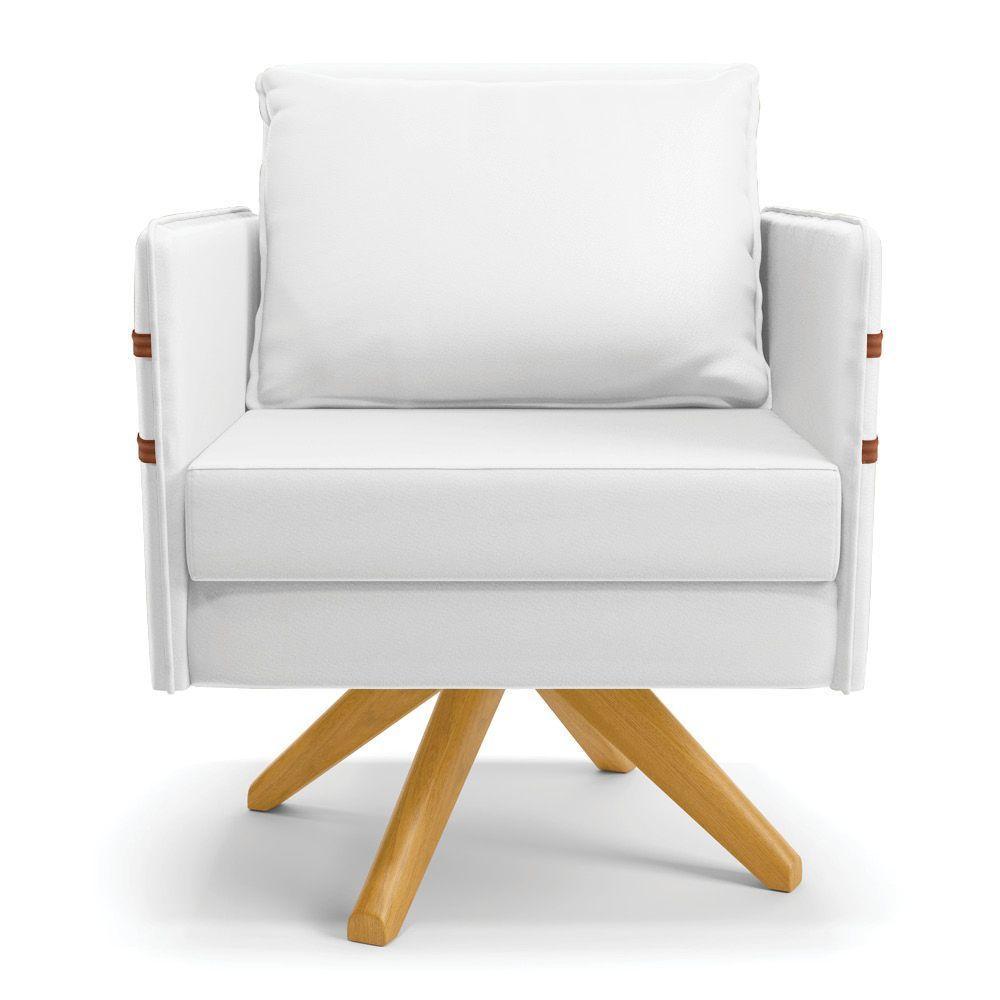 Poltrona Giratória Mari Corino Branco Base De Madeira Ma30 - 7