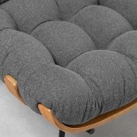 Kit Poltrona Costela Com Puff Para Sala Linho Chumbo - 8