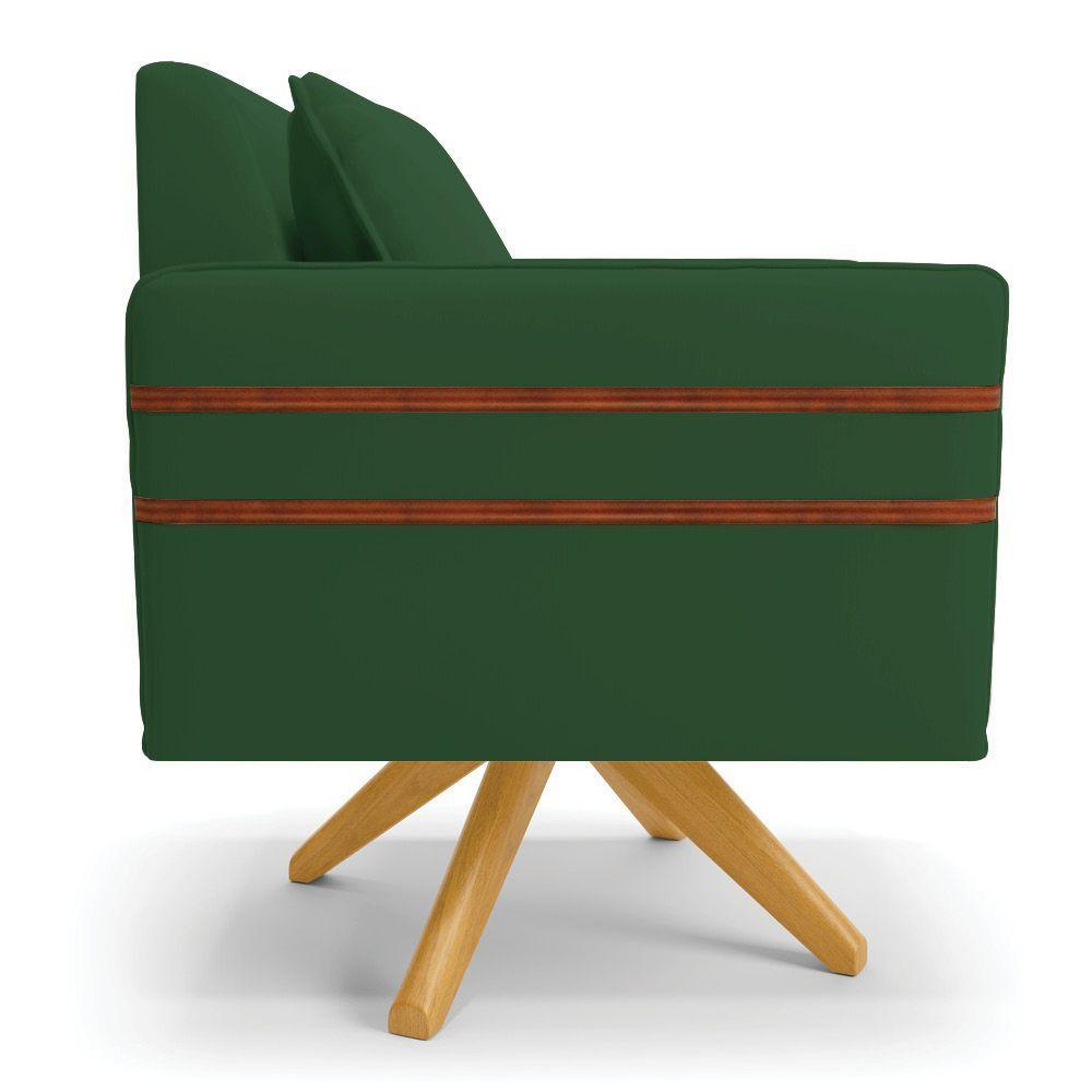 Poltrona Giratória Mari Veludo Base De Madeira Ma30 Verde - 6