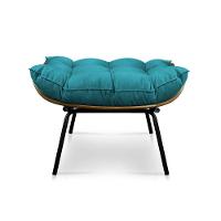 Kit Poltrona Costela Com Puff Para Sala Veludo Azul Turquesa - 9