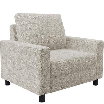 Poltrona Decorativa Malta L02 Para Sala De Estar E Recepção Bouclé Creme Lyam Decor