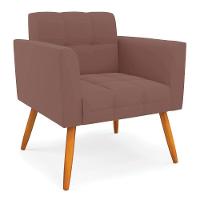 Poltrona Elisa Veludo Pés Palito Castanho - D'rossi Cor Rose - 1
