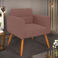 Poltrona Elisa Veludo Pés Palito Castanho - D'rossi Cor Rose - 2