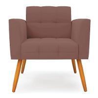 Poltrona Elisa Veludo Pés Palito Castanho - D'rossi Cor Rose - 5