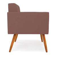 Poltrona Elisa Veludo Pés Palito Castanho - D'rossi Cor Rose - 6