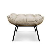 Kit Poltrona Costela Com Puff Para Sala Suede Nude - 8