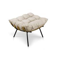 Kit Poltrona Costela Com Puff Para Sala Suede Nude - 14