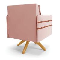 Poltrona Giratória Mari Veludo Base De Madeira Ma30 Rose