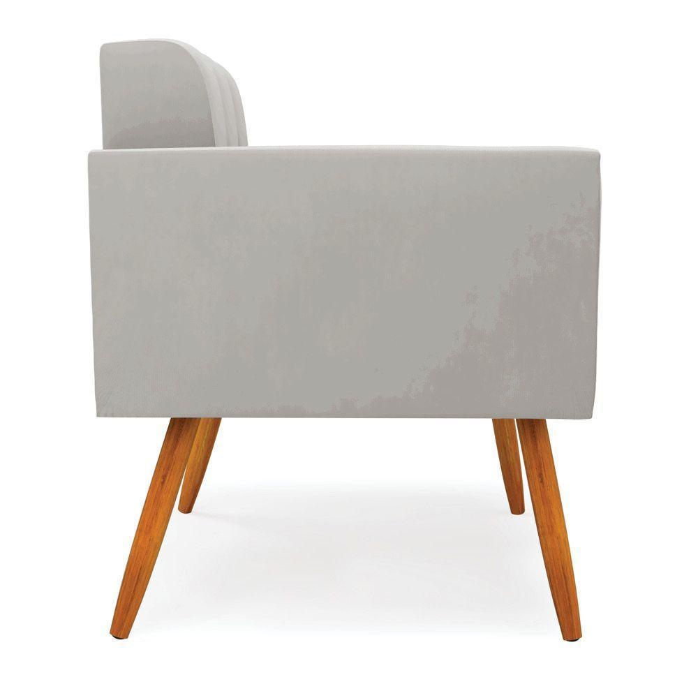 Poltrona Elisa Veludo Pés Palito Castanho - D'rossi Cor Cinza - 2