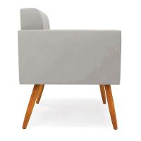 Poltrona Elisa Veludo Pés Palito Castanho - D'rossi Cor Cinza - 2