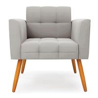 Poltrona Elisa Veludo Pés Palito Castanho - D'rossi Cor Cinza - 7