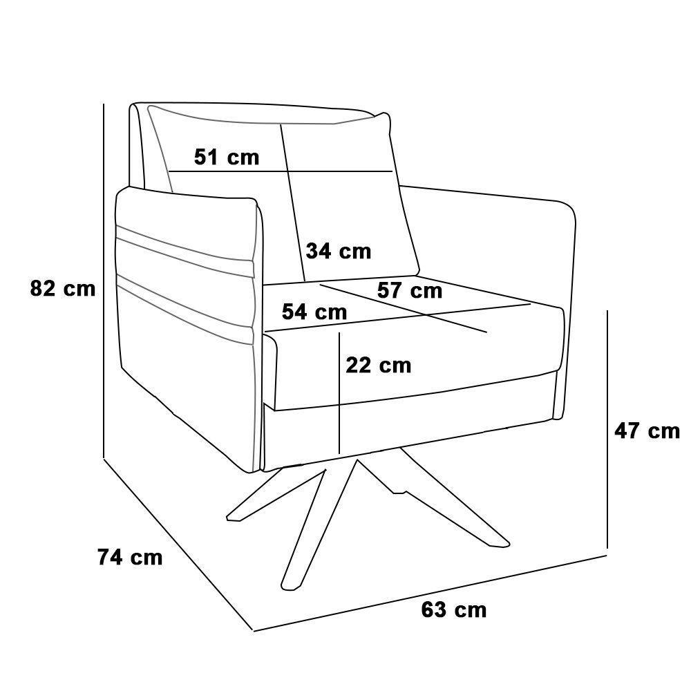 Poltrona Giratória Mari Veludo Base De Madeira Ma30 Preto - 2