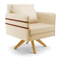 Poltrona Giratória Mari Corino Base De Madeira Ma30 Bege - 1