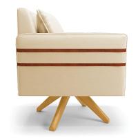 Poltrona Giratória Mari Corino Base De Madeira Ma30 Bege - 6