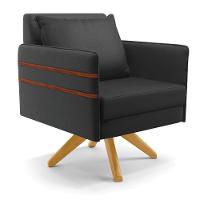 Poltrona Giratória Mari Corino Base De Madeira Ma30 Preto - 1