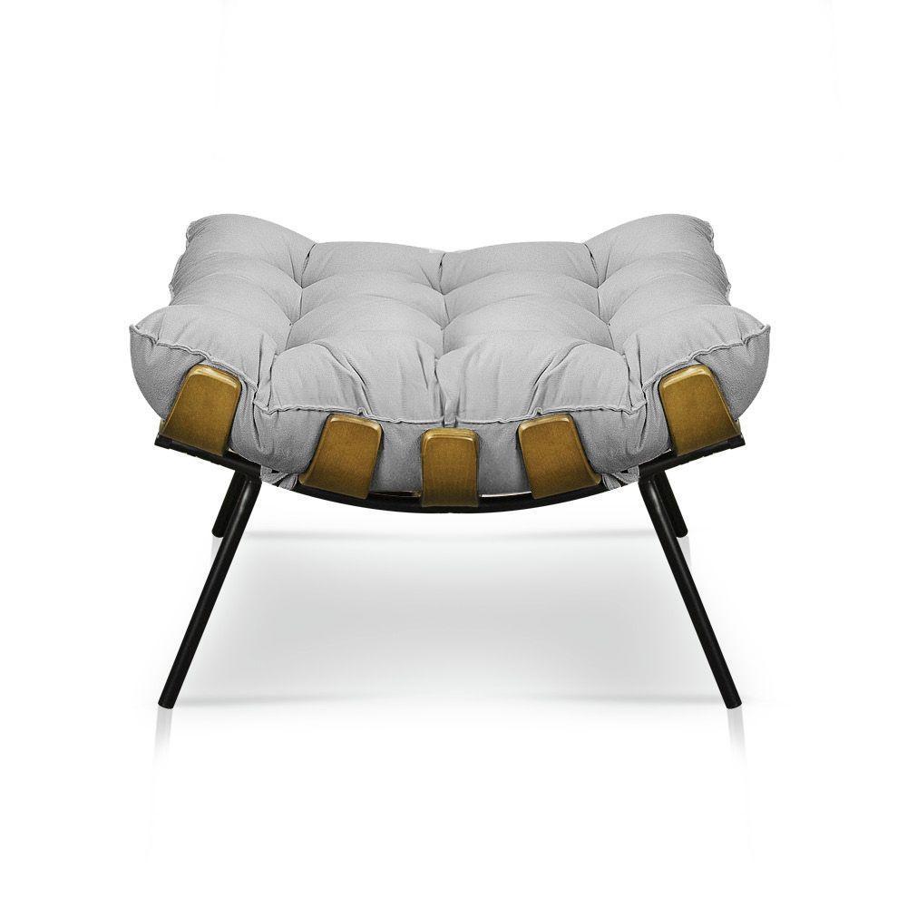 Kit Poltrona Costela Com Puff Para Sala Suede Cinza - 8