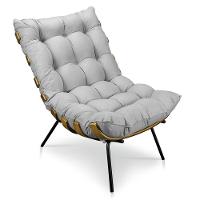 Kit Poltrona Costela Com Puff Para Sala Suede Cinza - 10