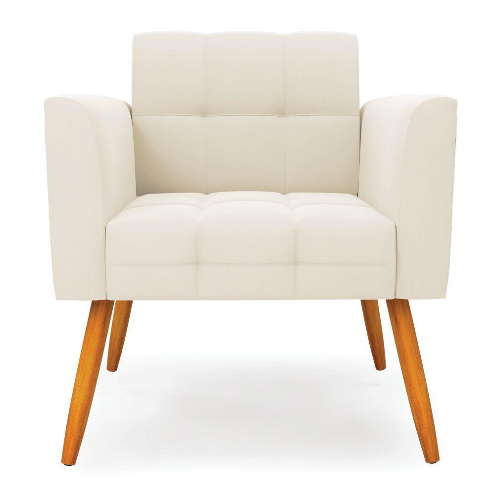 Poltrona Elisa Veludo Pés Palito Castanho - D'rossi Cor Bege - 6