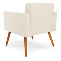 Poltrona Elisa Veludo Pés Palito Castanho - D'rossi Cor Bege - 2