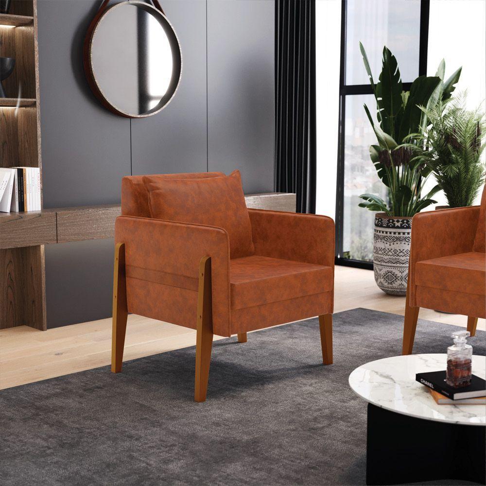 Poltrona Lana Corano Nozes Base De Madeira - D'rossi - 8