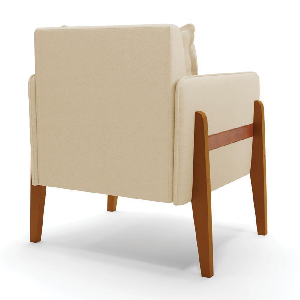 Poltrona Lana Linho Bege A19 Base De Madeira - D'rossi - 5