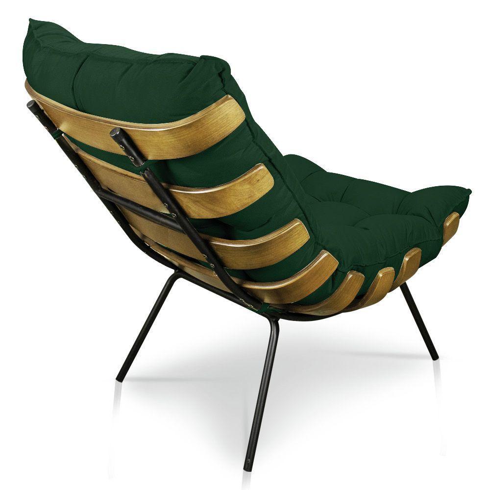 Kit Poltrona Costela Com Puff Para Sala Suede Verde - 3