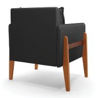 Poltrona Lana Corino Base De Madeira - D'rossi Cor Preto - 5